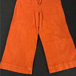 a.n.a High-Rise Wide-Leg Cropped Pants in burnt red